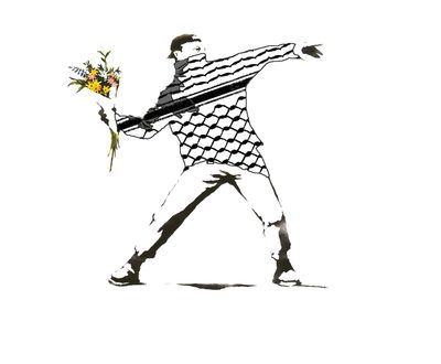 Banksy's Flower Thrower - Love Is In The Air Design Greeting Card