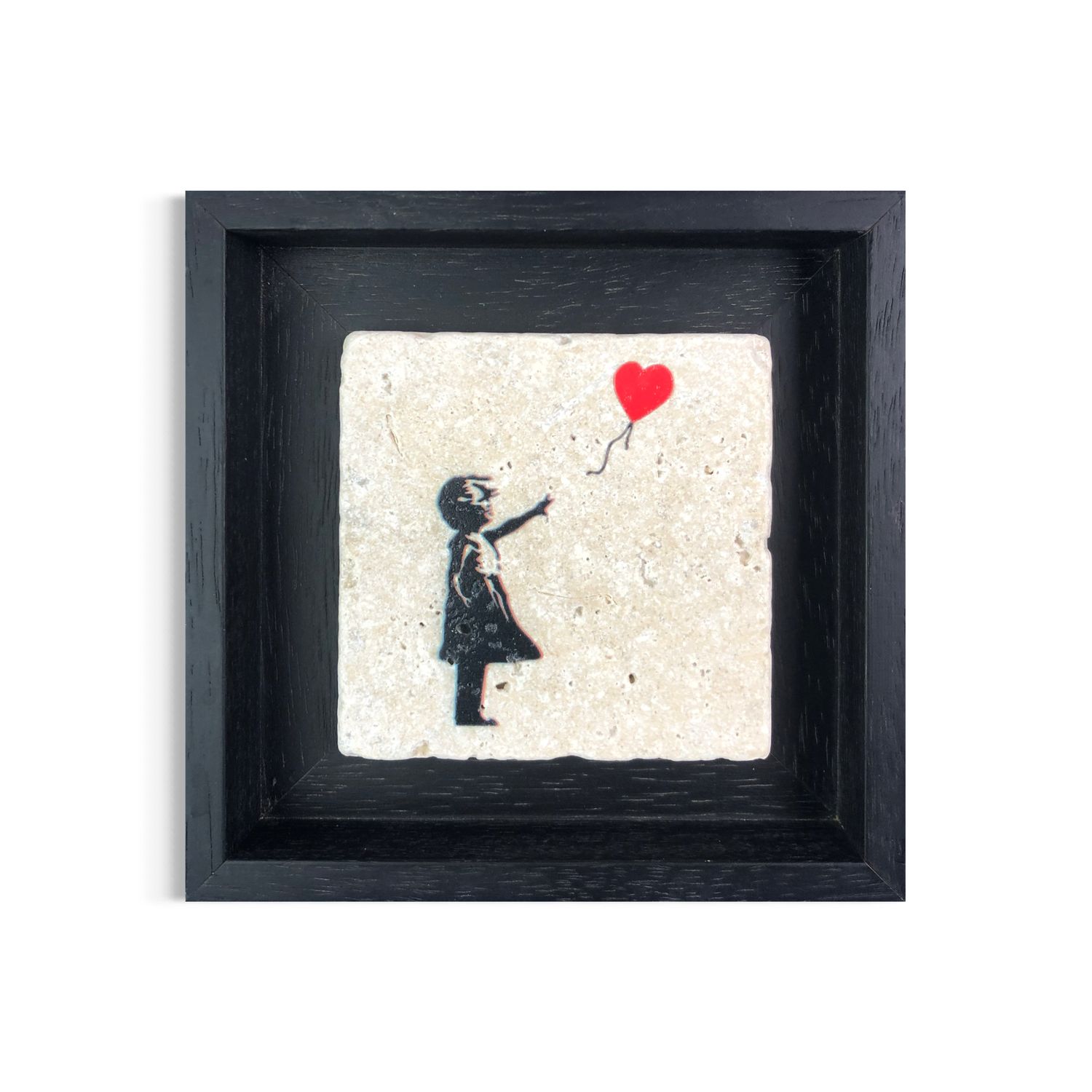Banksy's Girl with Balloon Design Stone Art Clearance, Size: Small, Frame Colour: Black