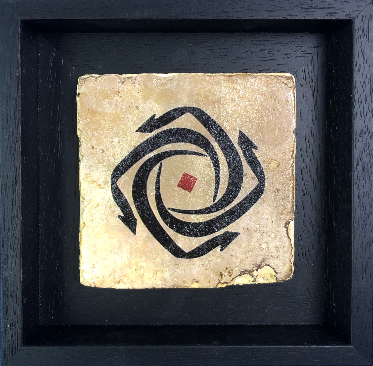 Circular Noons Red Dot Design Stone Art Clearance, Size: Small, Frame Colour: Brown