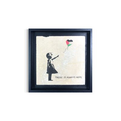 There is Always Hope Banksy's Girl with Palestine Balloon Design Stone Art Clearance