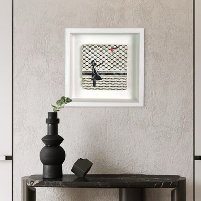 Banksy's Girl with Keffiyeh &amp; Palestine Balloon Design Stone Art  Clearance