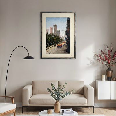 A Life in Motion | Original Textured Oil Painting | Cream Mount Distressed Charcoal Frame