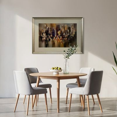 City of Shadows | Original Textured Oil Painting | Grey Mount Silver Distressed Frame