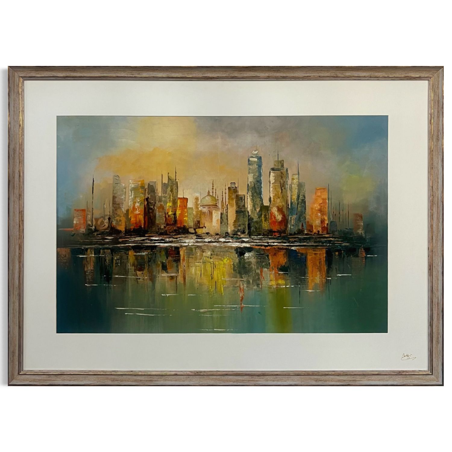 Dawn of Gratitude | Original Textured Oil Painting | Cream Mount Silver Distressed Frame Dawn of Gratitude | Original Textured Oil Painting | Cream Mount Silver Distressed Frame