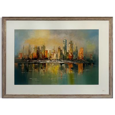 Dawn of Gratitude | Original Textured Oil Painting | Cream Mount Silver Distressed Frame