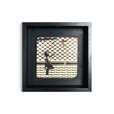 Banksy's Girl with Keffiyeh &amp; Palestine Balloon Design Stone Art Clearance