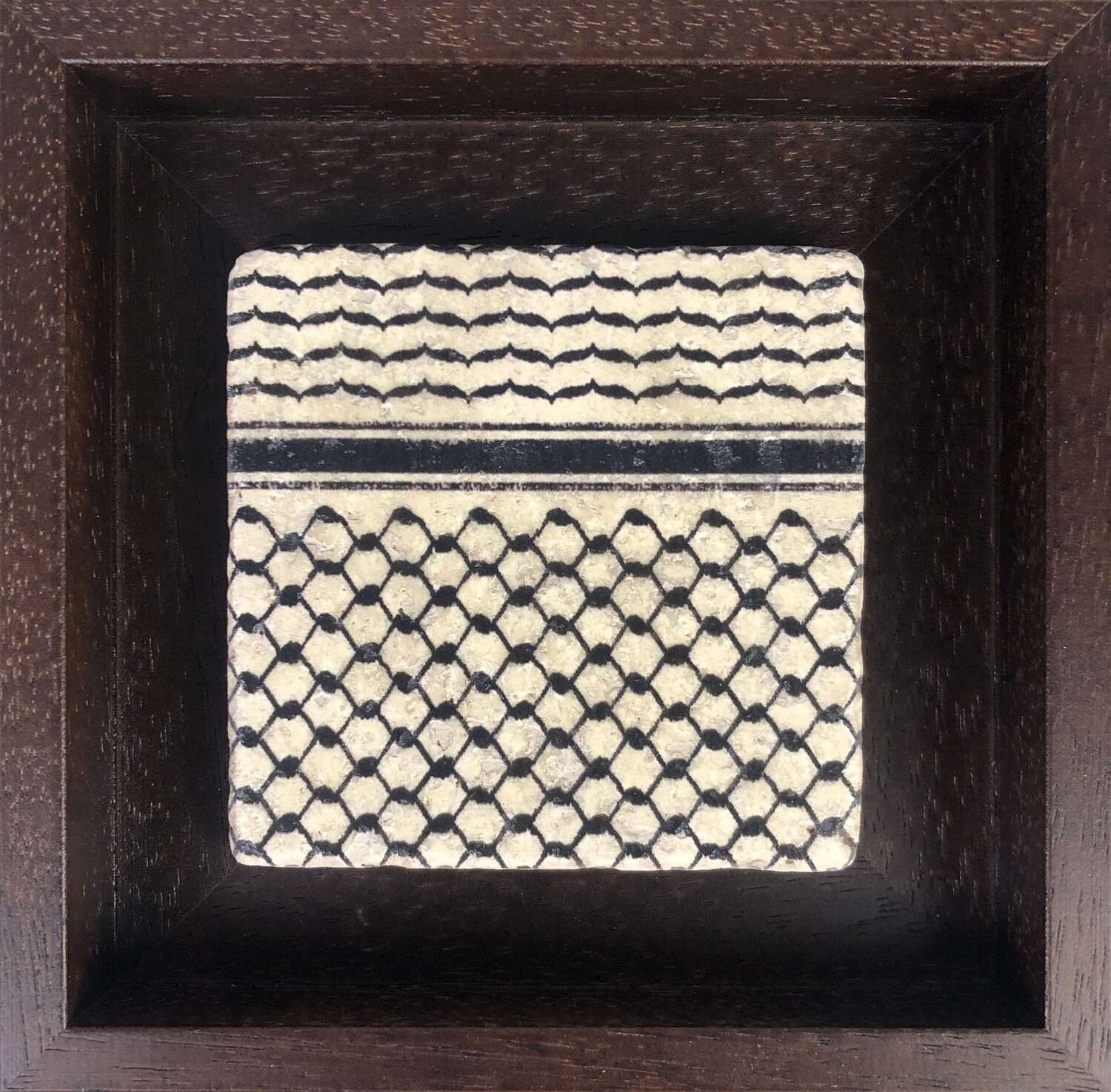 Palestinian Keffiyeh Design Stone Art Clearance Palestinian Keffiyeh Design Stone Art Clearance, Size: Small, Frame Colour: Brown