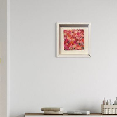 Vibrant Pink Moorish Geometric Design Framed Stone Art