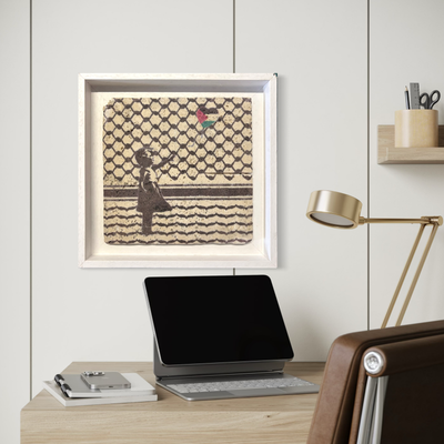 Banksy's Girl with Keffiyeh &amp; Palestine Balloon Design Stone Art Clearance