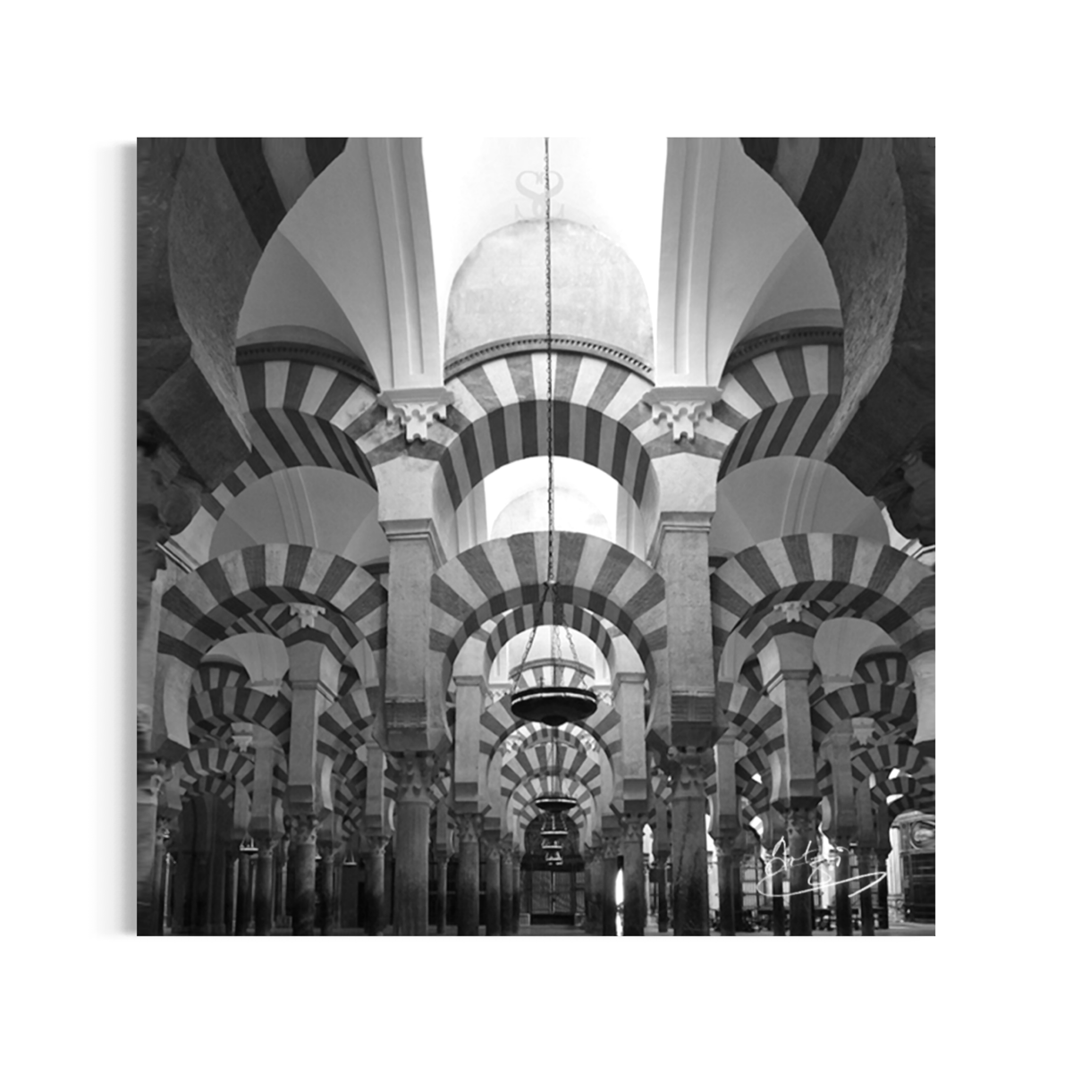 Monochrome La Mezquita Blessed Arches Premium Print, Frame Colour: Un-framed, Size: Small