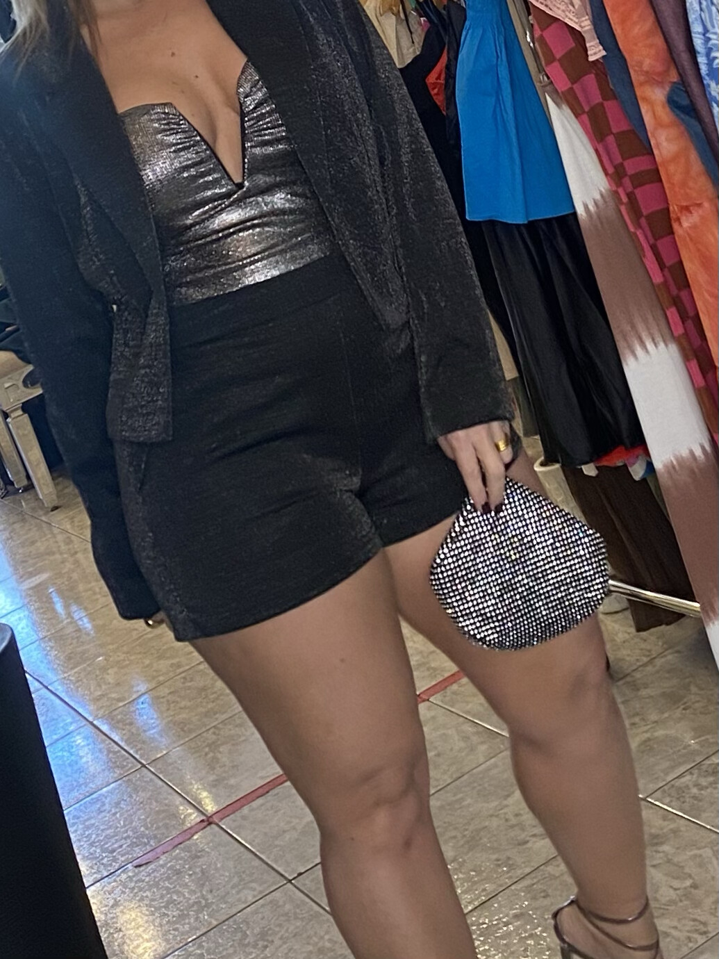 Black Or Grey Shiny Shorts