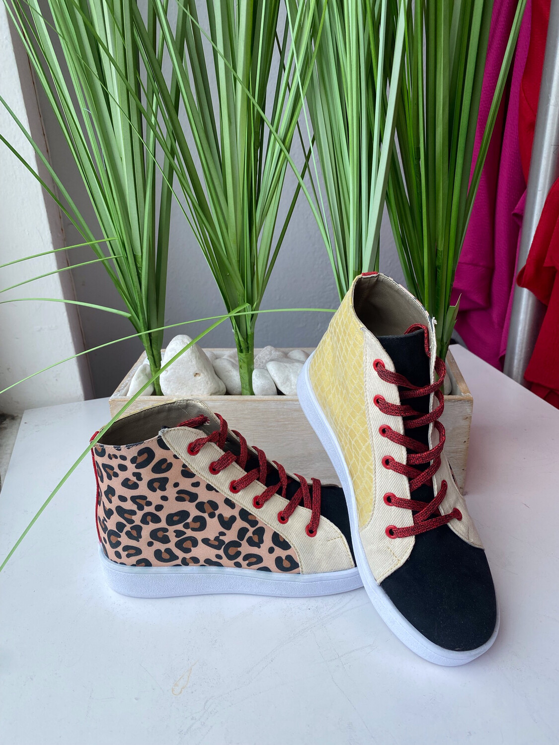 Miel Spotted Cheetah/Snake High Top Sneaker