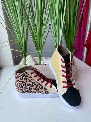 Miel Spotted Cheetah/Snake High Top Sneaker