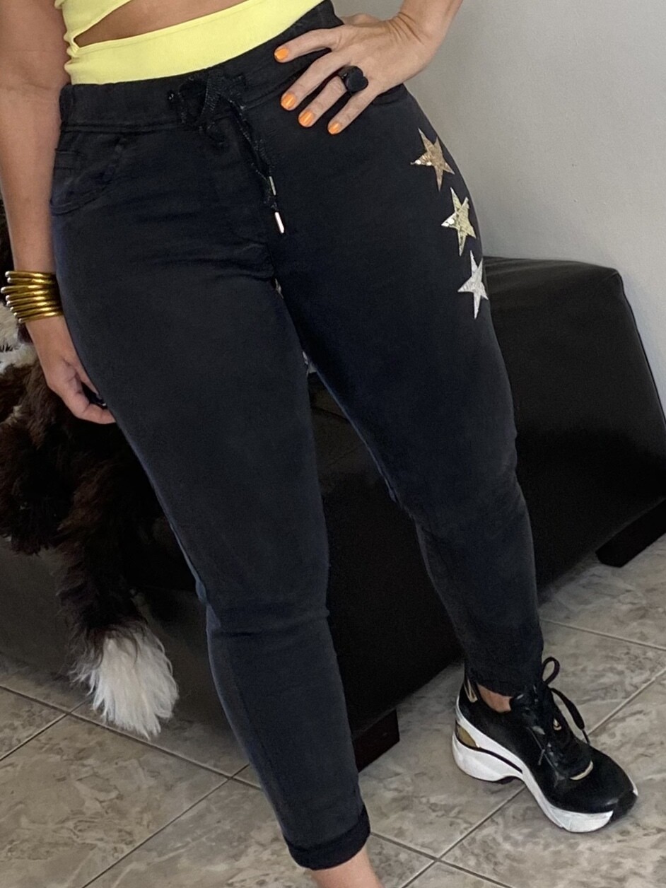 Black Or White Sequin Star Pant, Size: XS, Color: Black