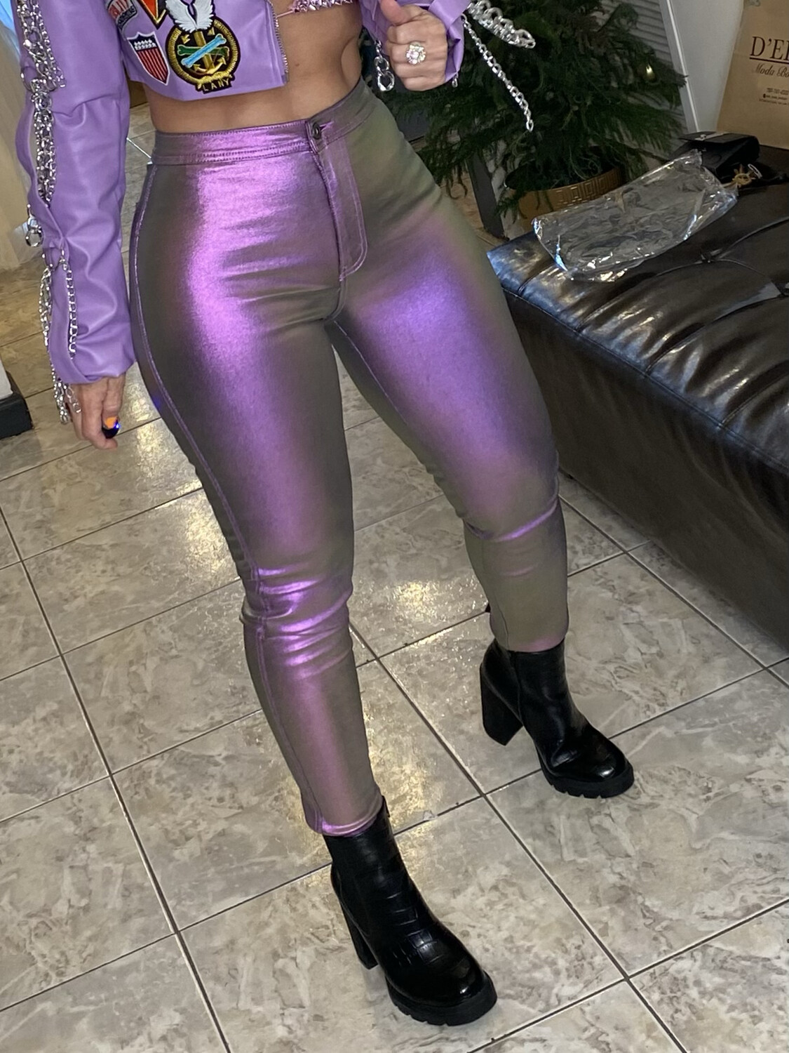 Purple, Silver Or Black Metallic Pants