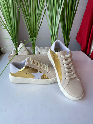 Metallic Gold Star Sneakers