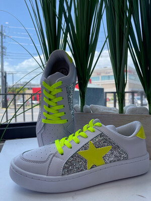 Neon Yellow Star Sneakers