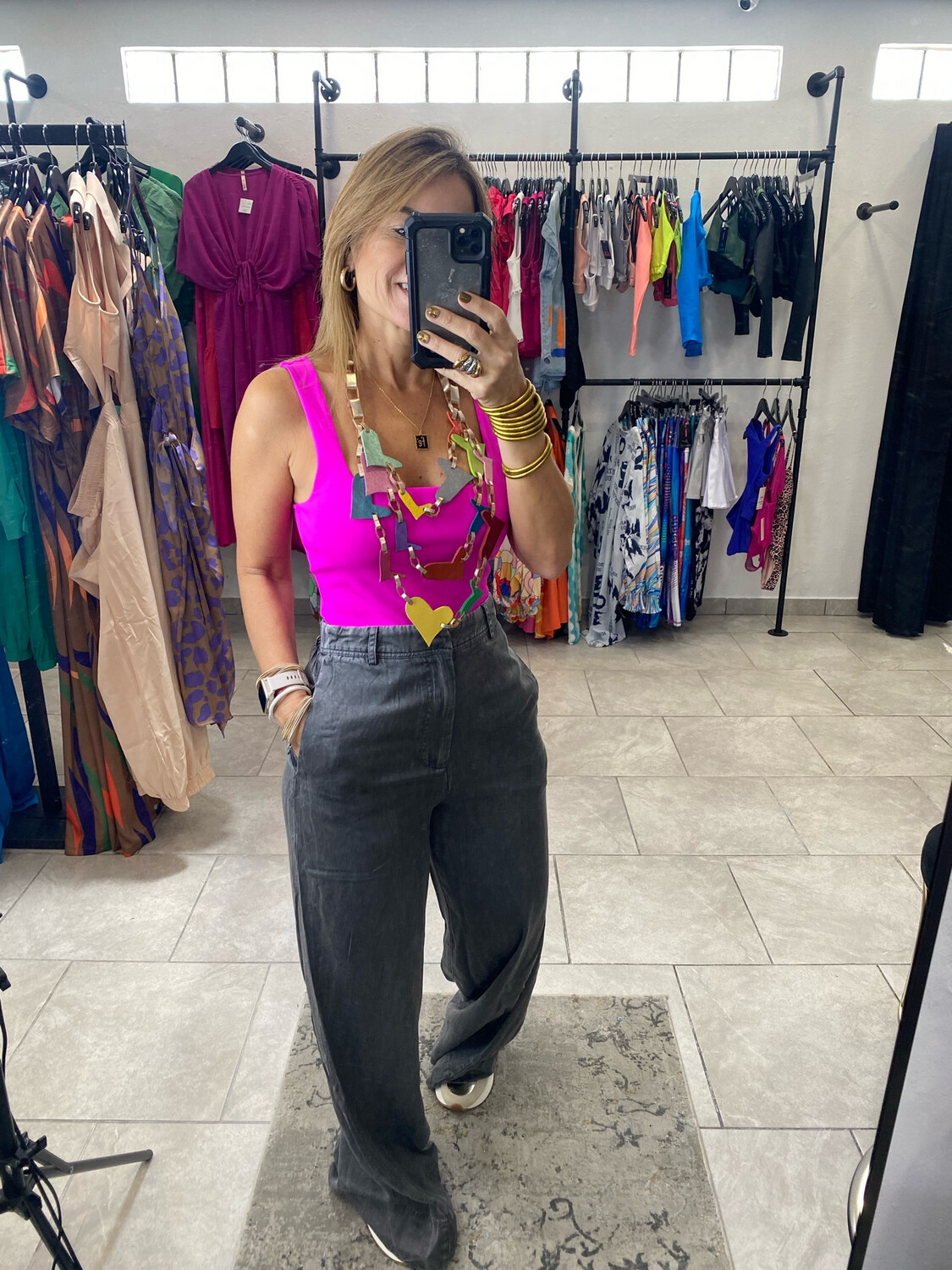 Mushroom Or Shadow Elastic High Waist Leg Pants