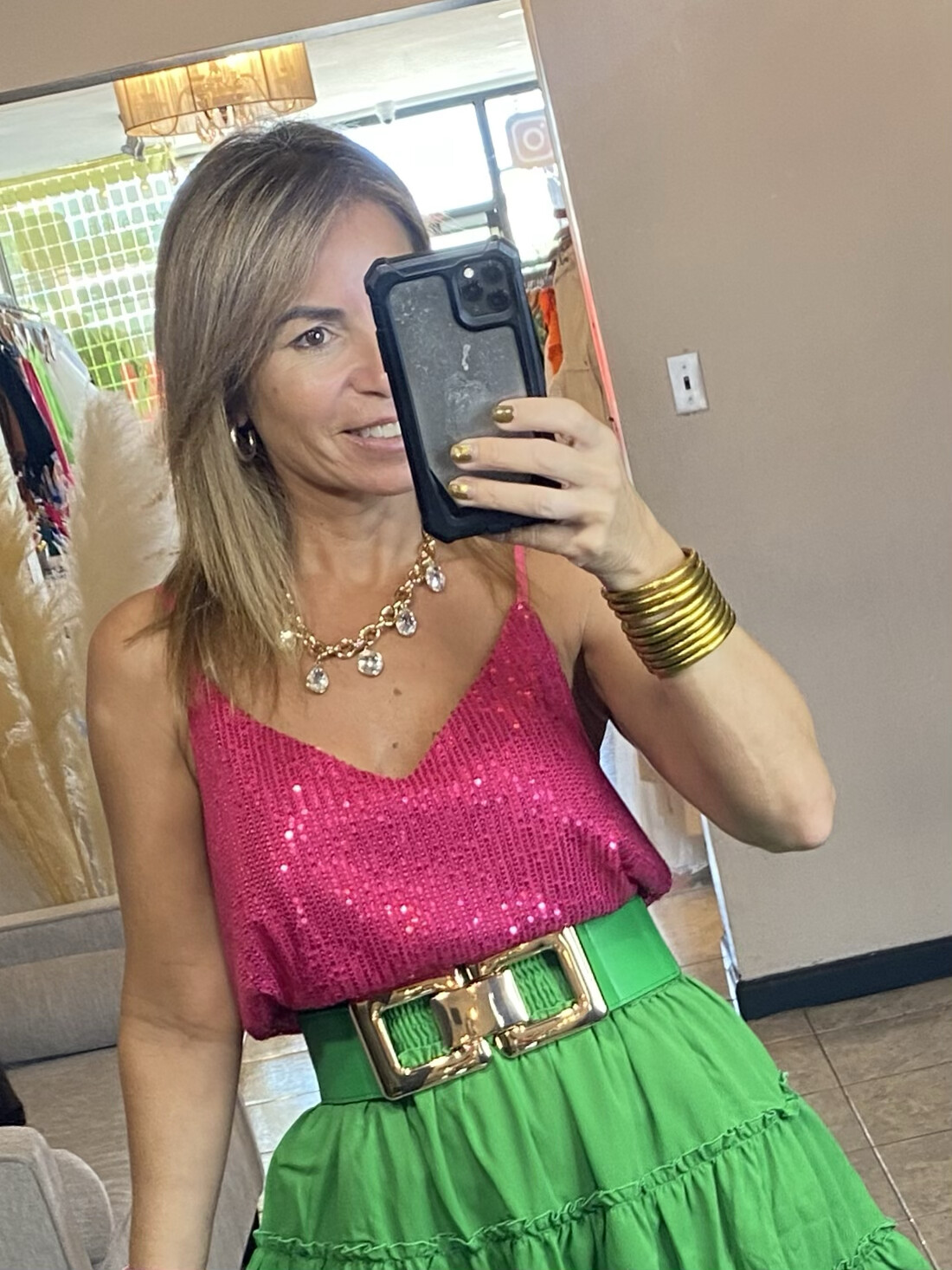 Gold, Black Or Fuchsia Solid Color Tank Top