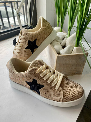 Gold &amp; black Star  Rhinestone Sneakers