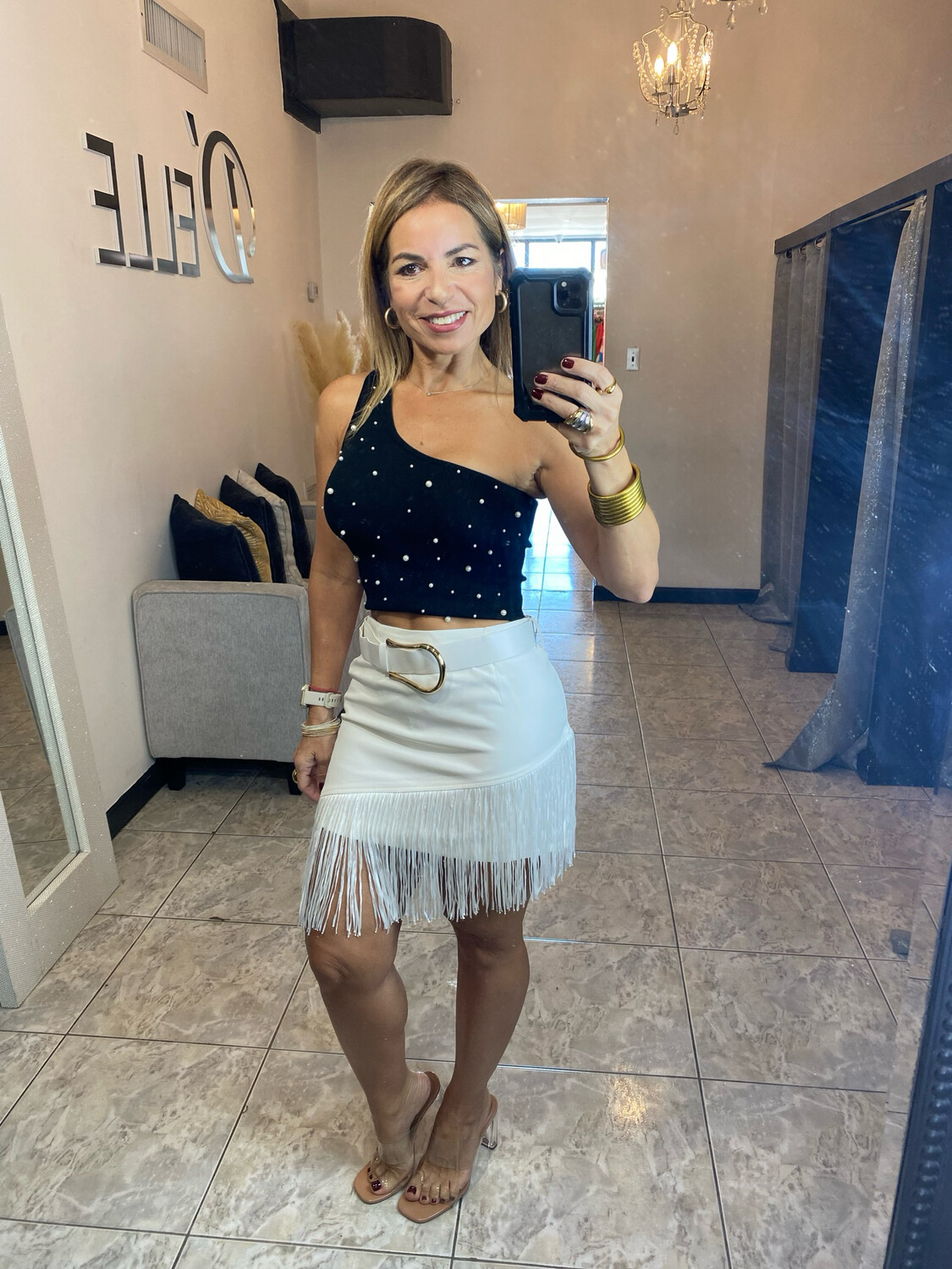 White Tassel Belt Skirt