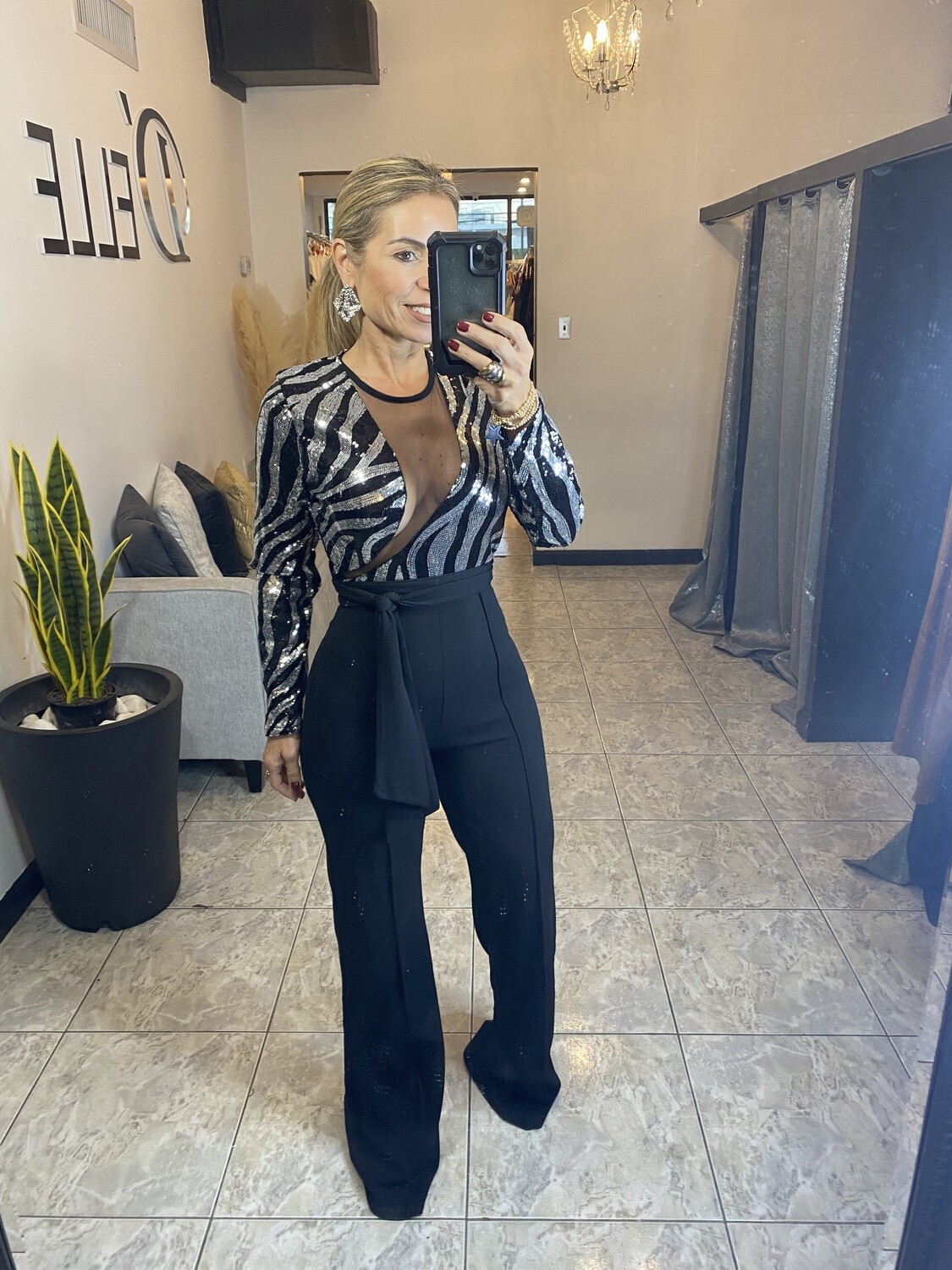 Sexy Jumpsuit Black and silver main image 1