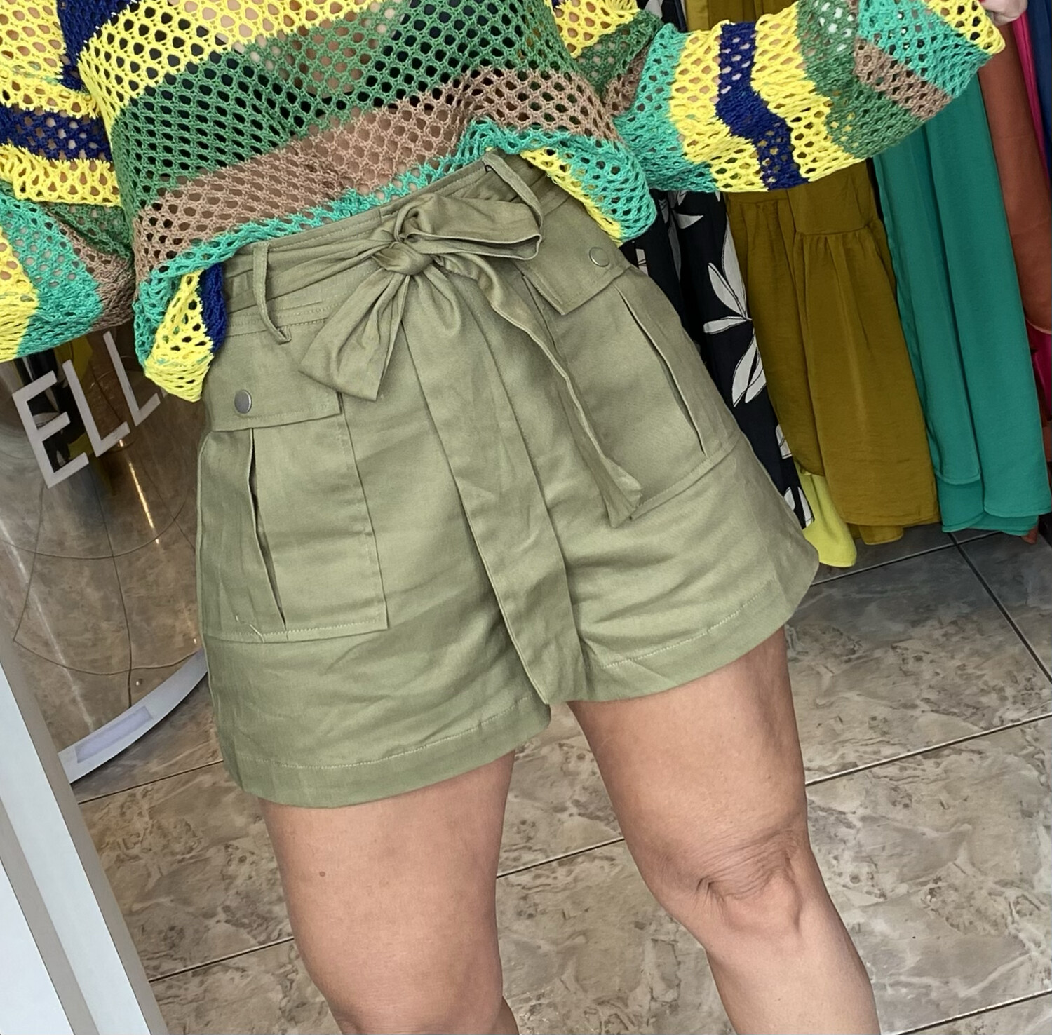 Olive Cargo Pockets Short