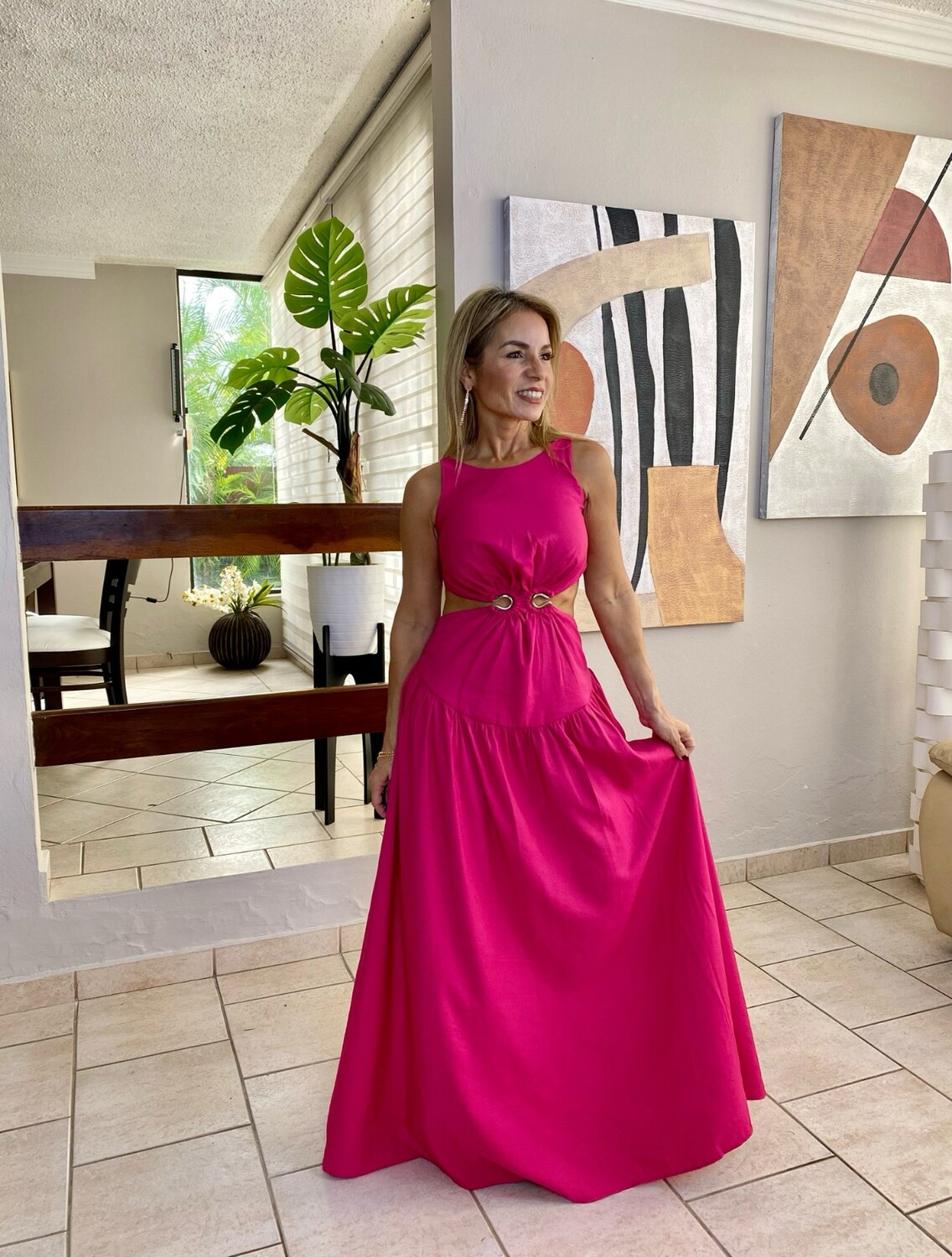Rose cut out maxi dress