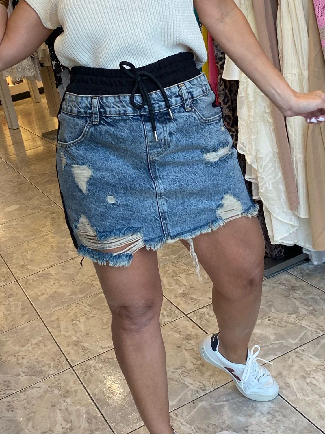 Denim Black Short Skirt