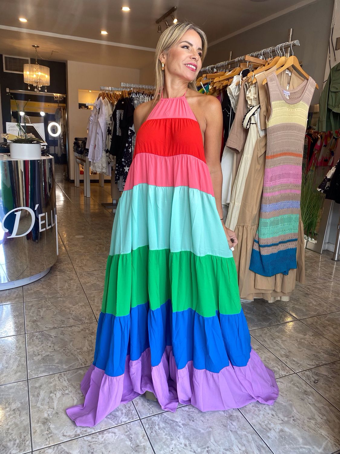 Multi Color Block Maxi Dress