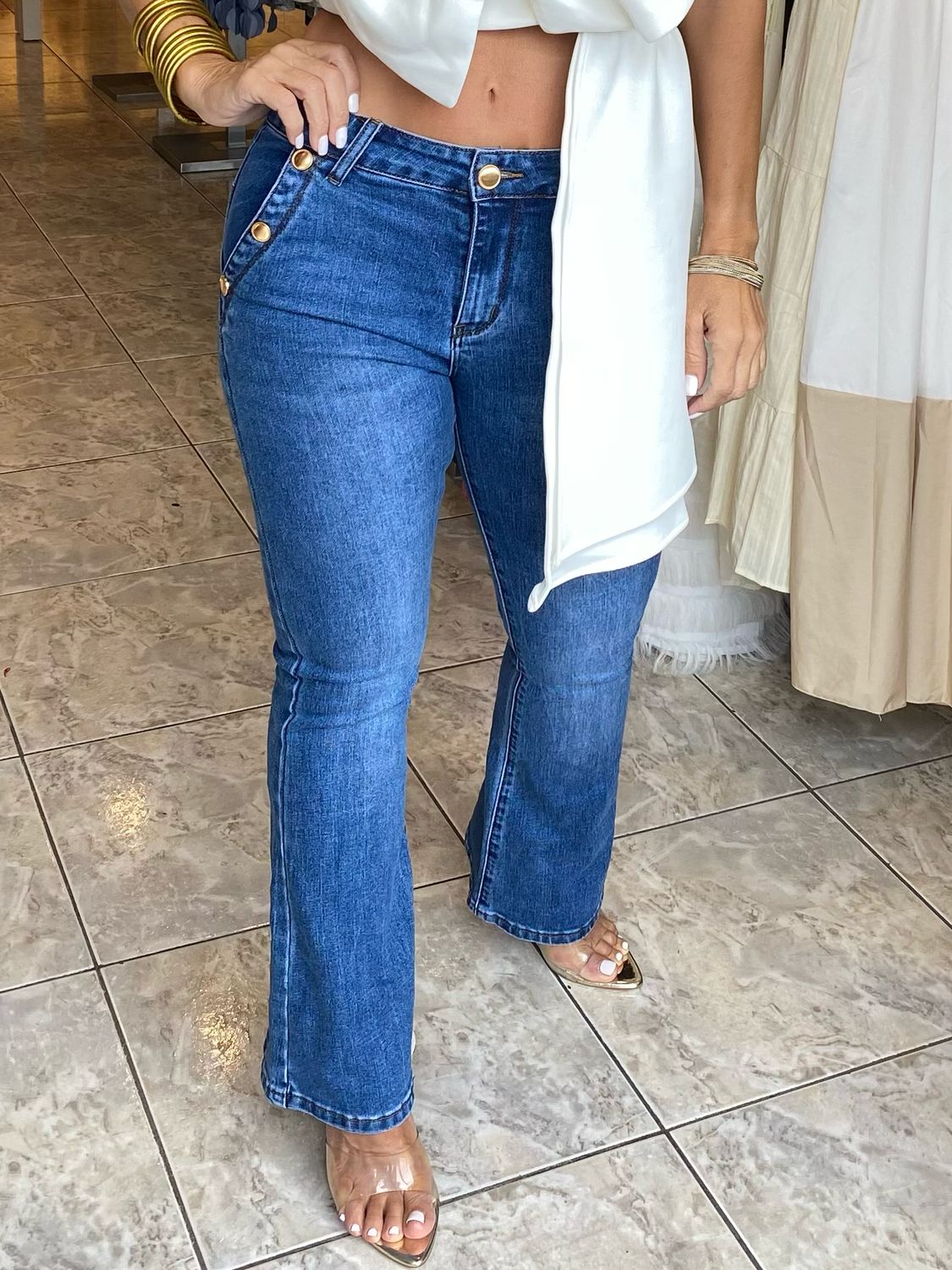 Medium Stone Bell Jeans