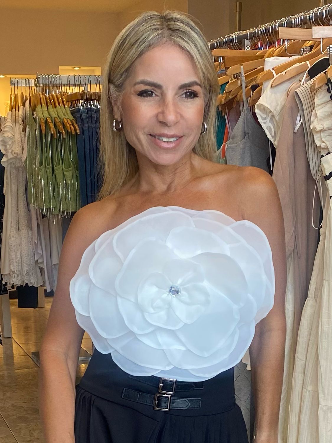 Ivory Or Black Organza Flower Top