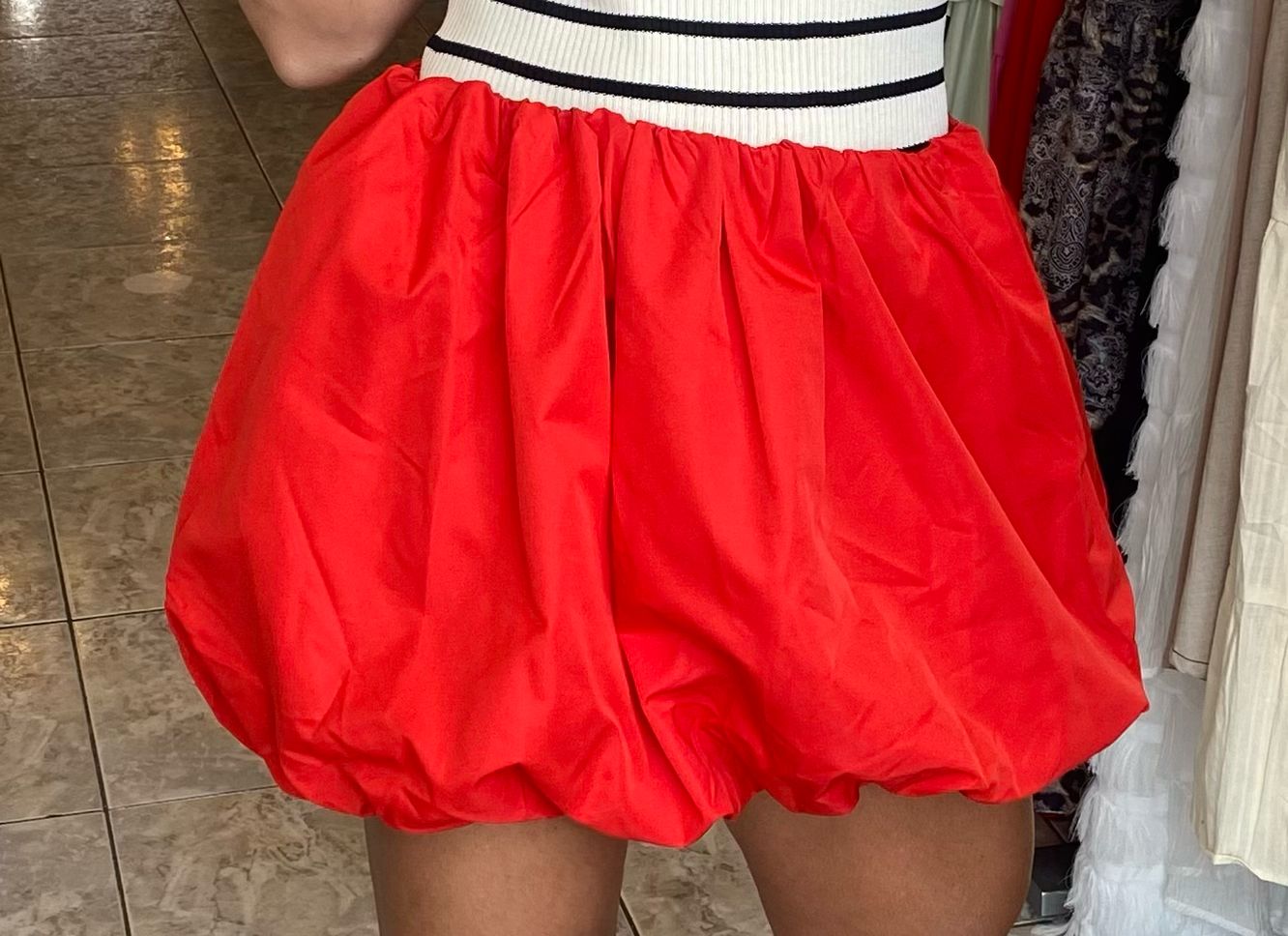 Red Or Black Bubble Short Skirt