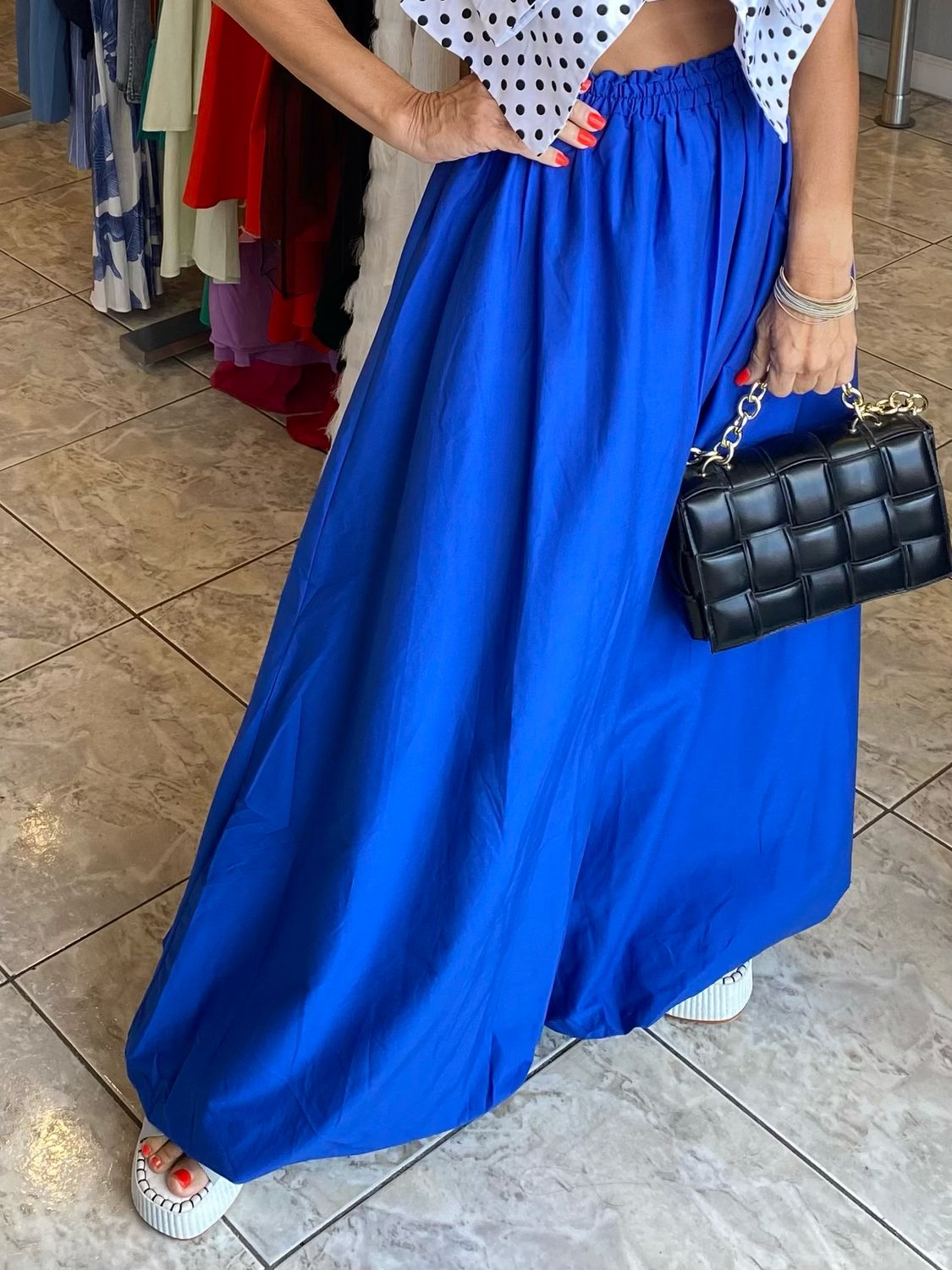 Royal Blue Or Black Bubble Maxi Skirt