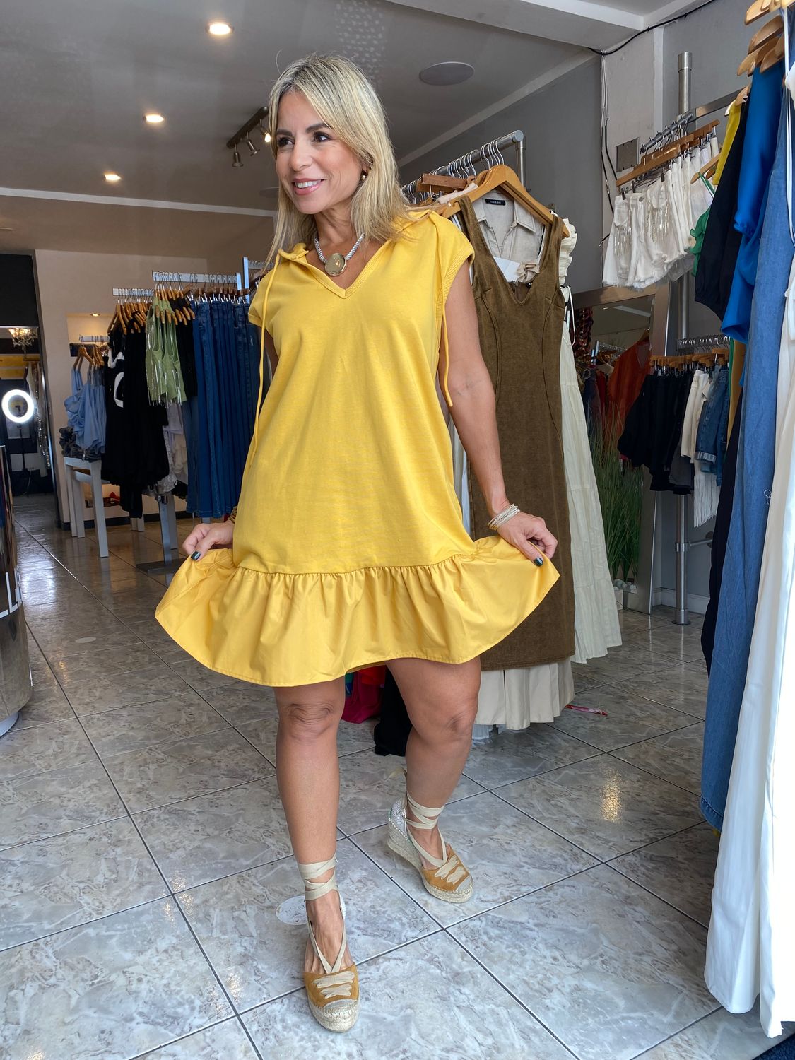 Mustard Hooded Dress