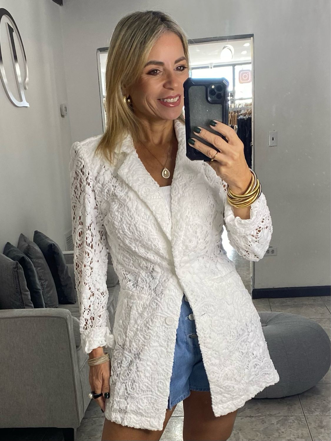 Off White Lace Blazer