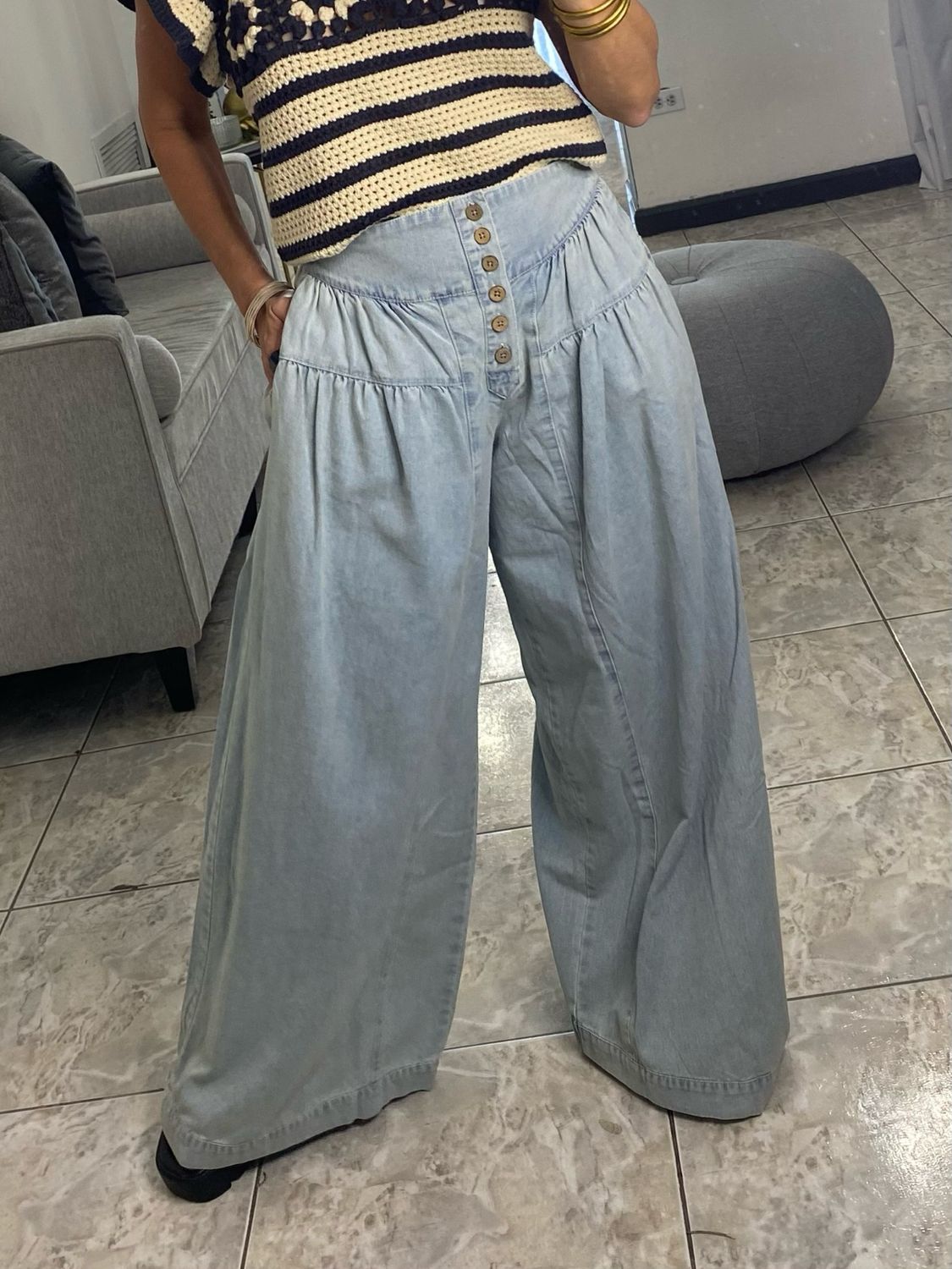 Denim Blue Boho Pant