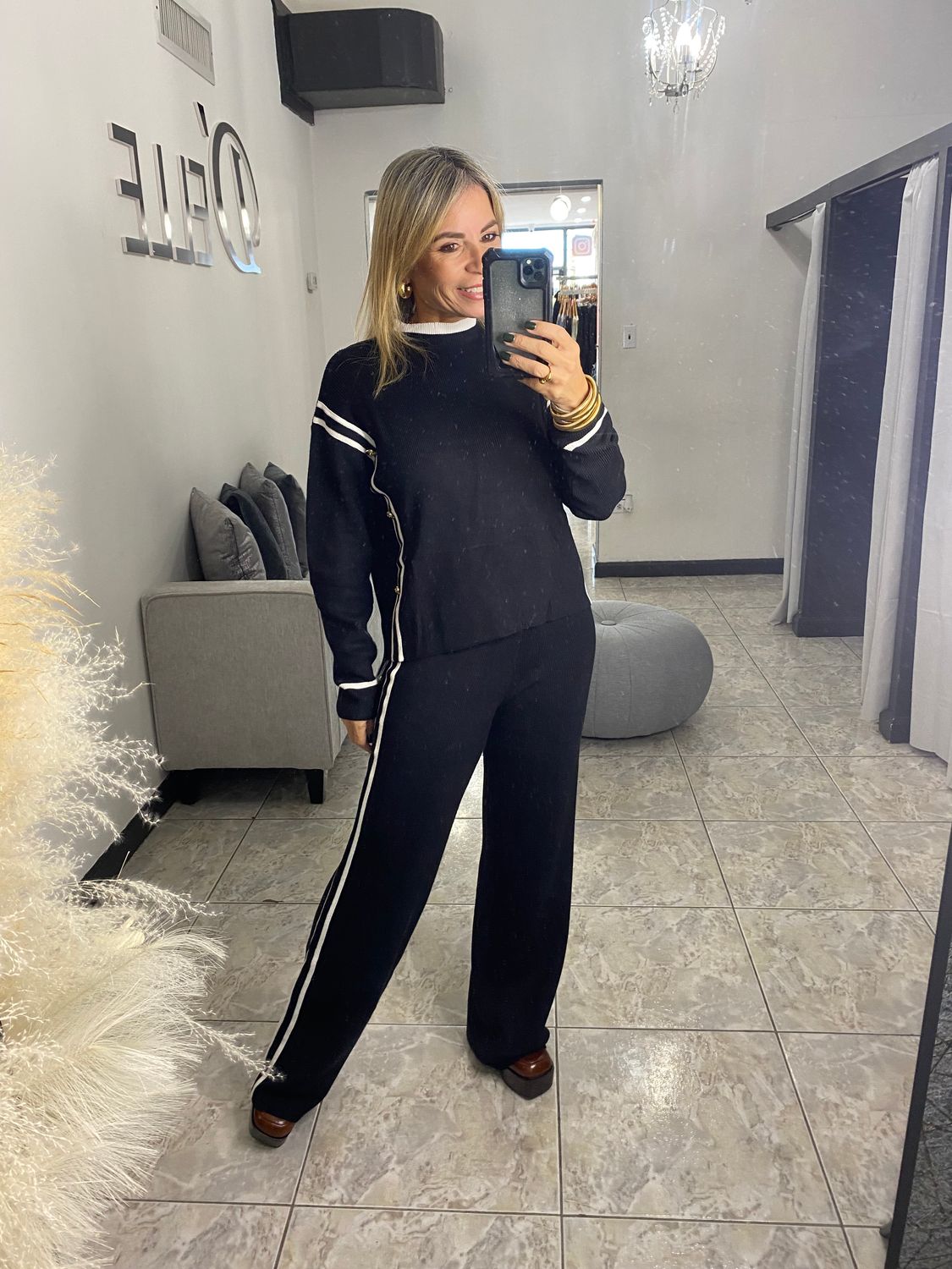 Black Or Ivory Casual Knit Set
