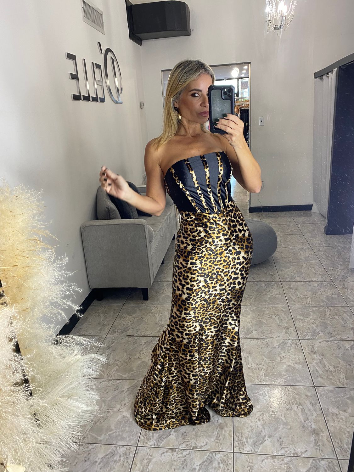 Leopard Mermaid Maxi Dress