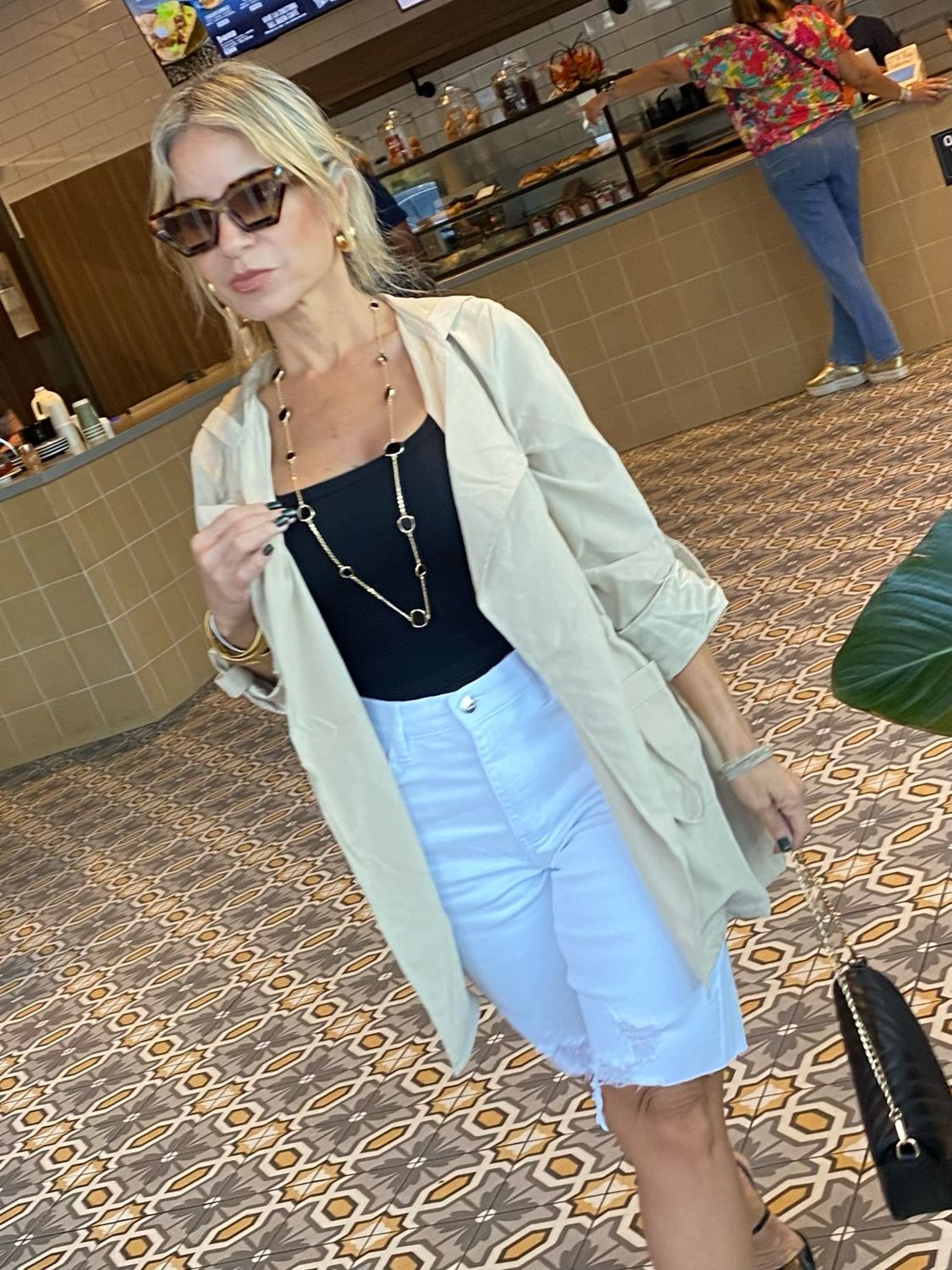 Sand Roll Up SLV Hooded Coat With Waist Drawstring