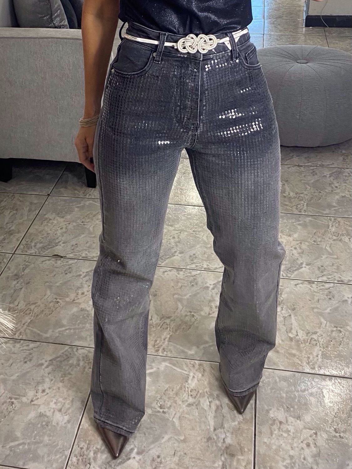 Washed Black Spark Denim Pant