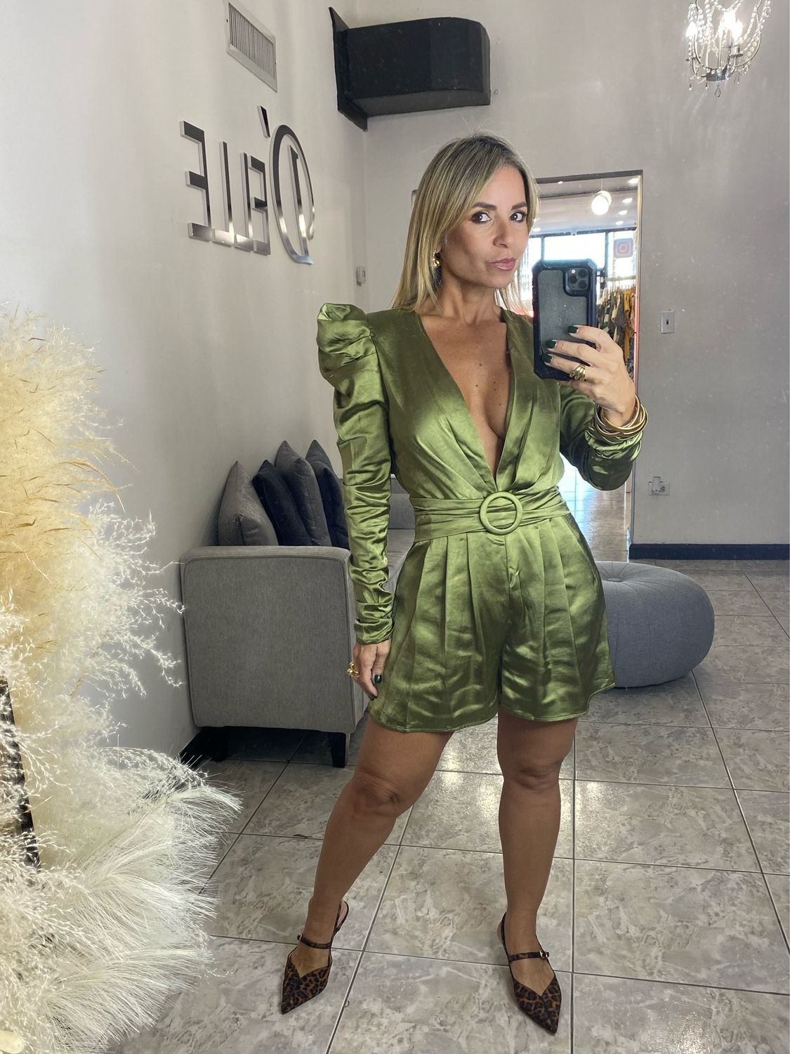 Olive Long Sleeve Romper