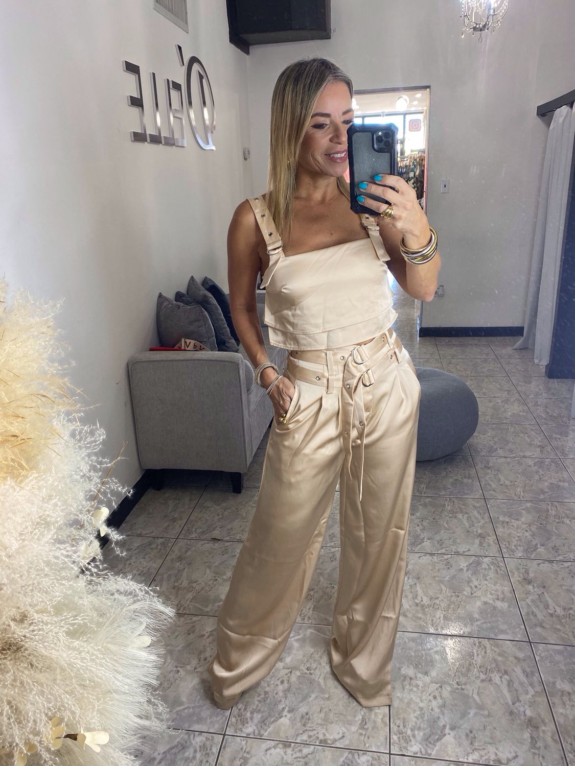 Champagne Satin Set
