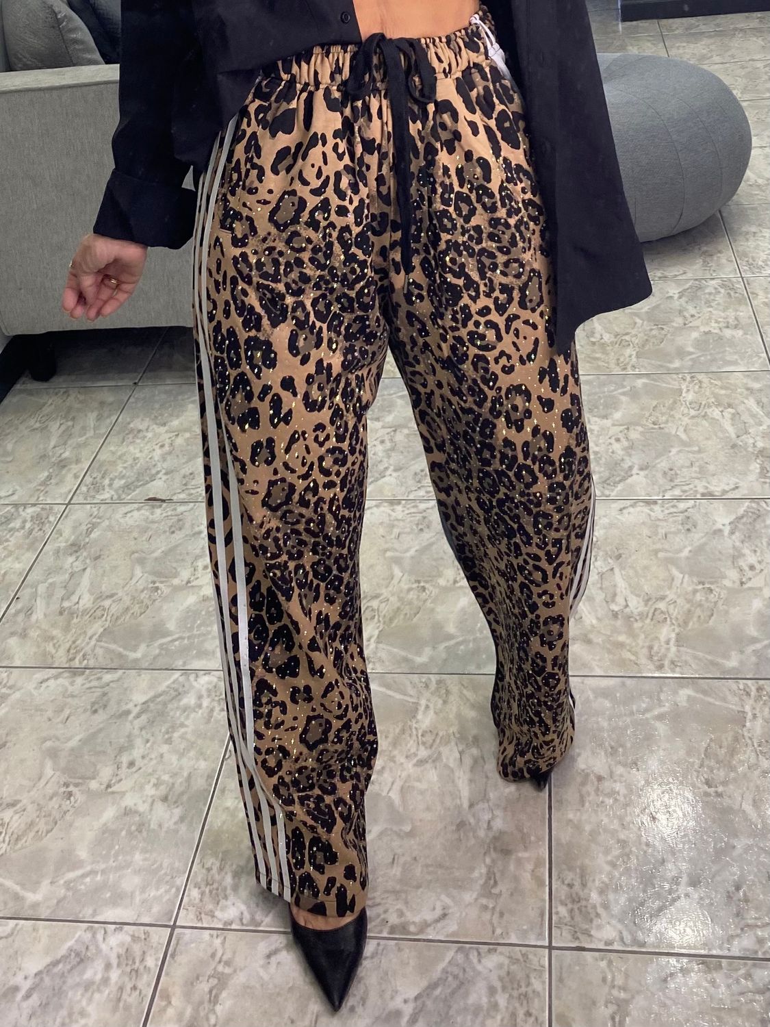 Brown Leopard Glitter Pants