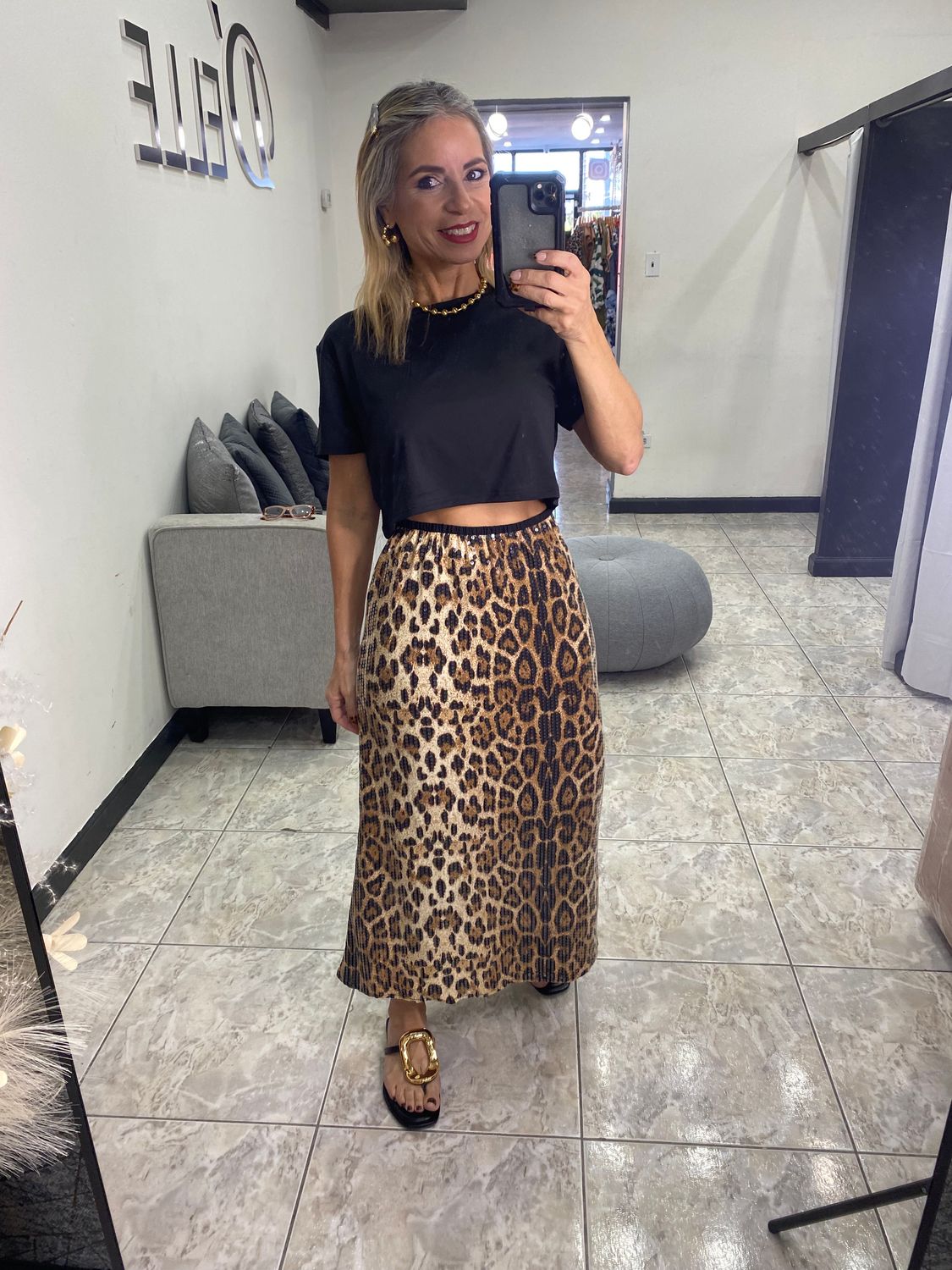 Leopard Glitter Skirt
