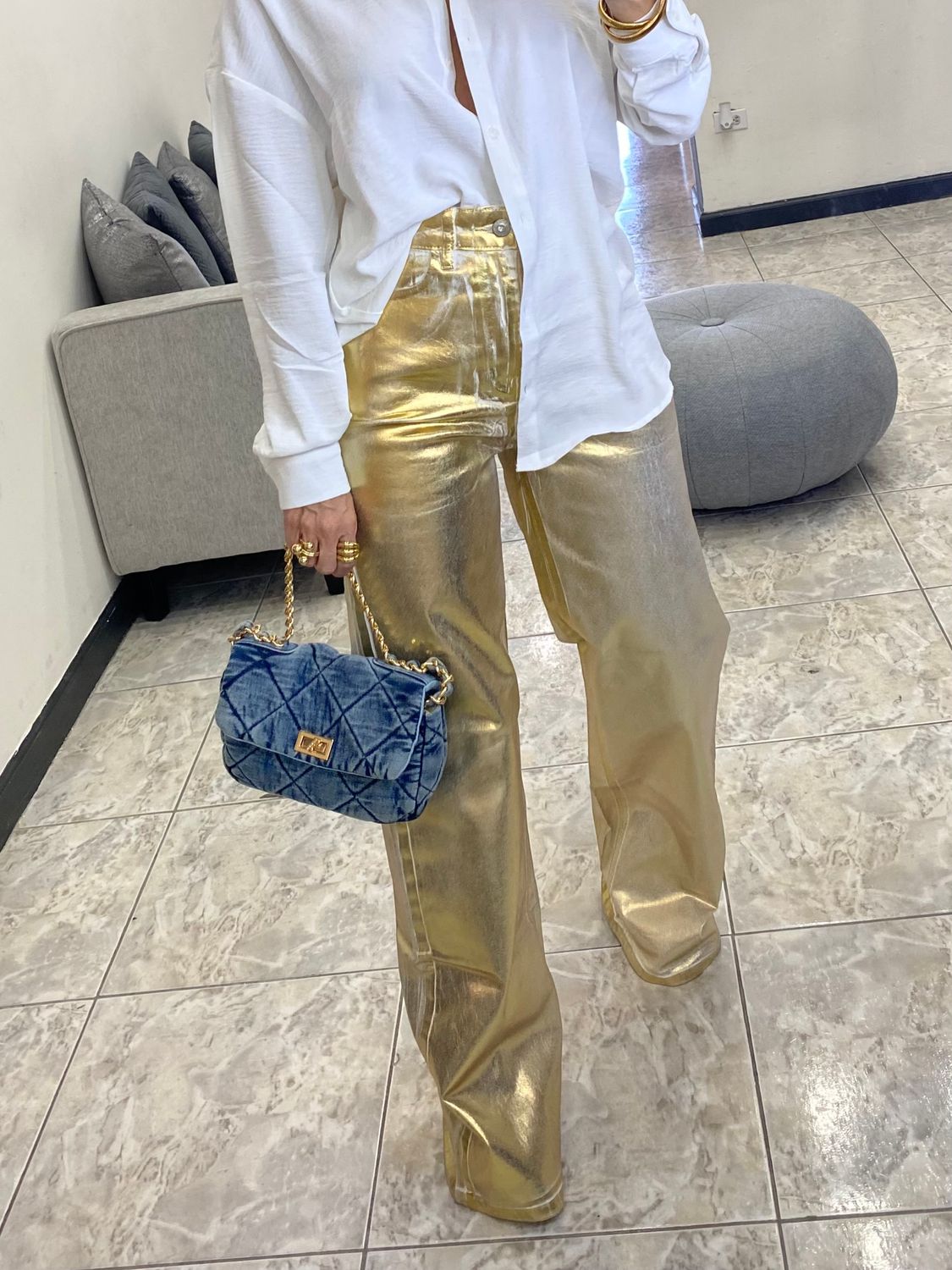 Gold Metallic Jeans