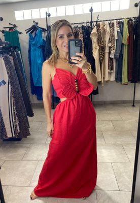 Red Cut Out Maxi Dress