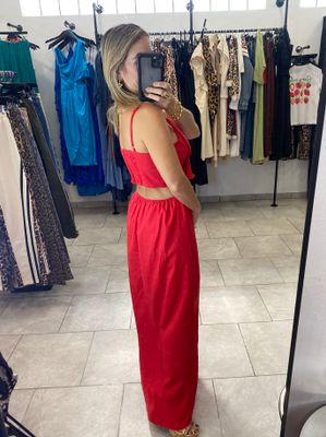 Red Cut Out Maxi Dress