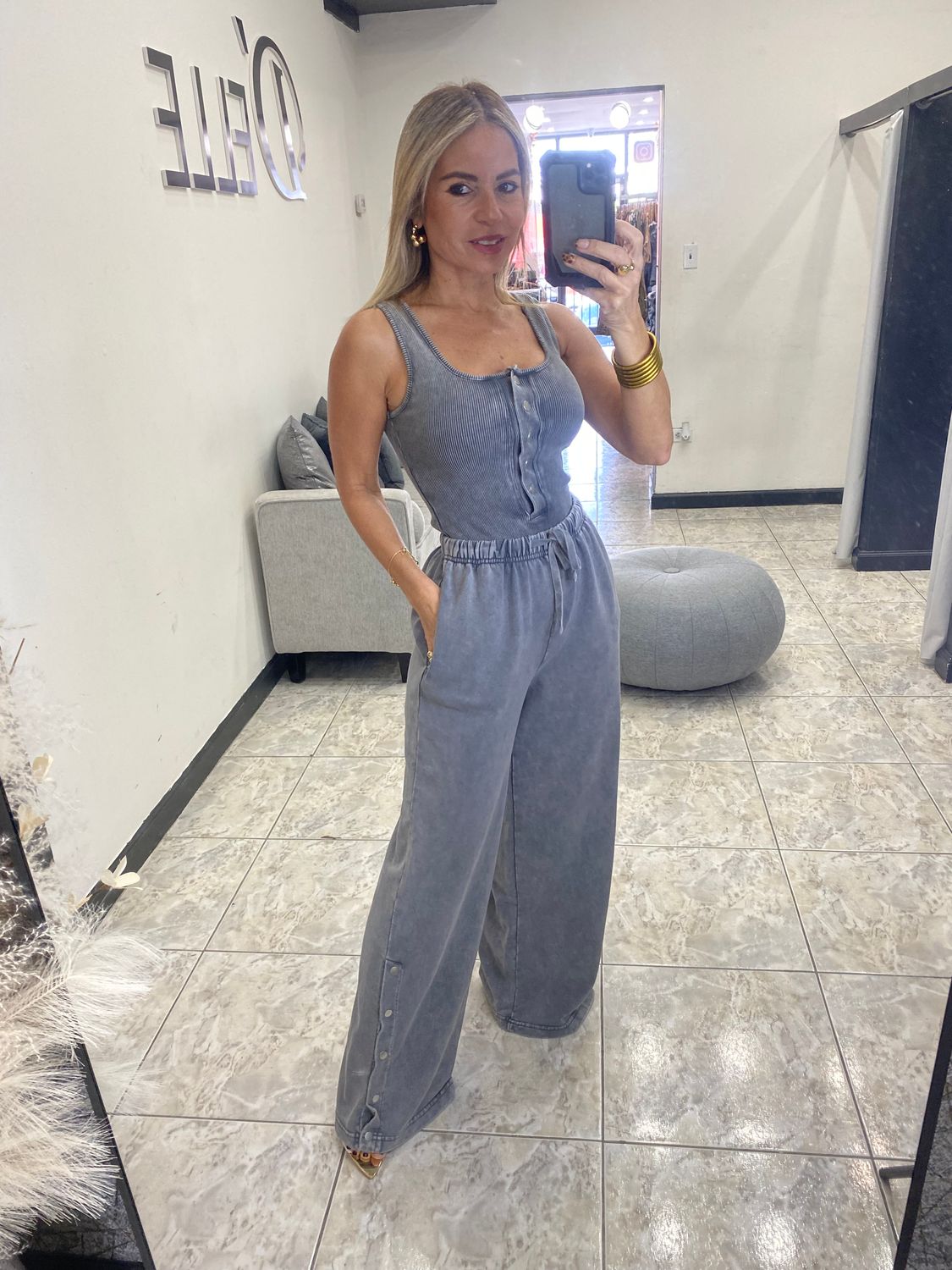 Charcoal Grey Tank Top Long Pant Set