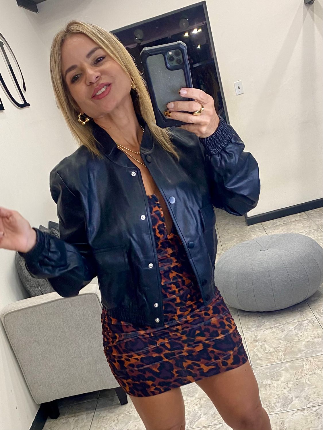 Black Or Oatmeal Faux Leather Jacket.